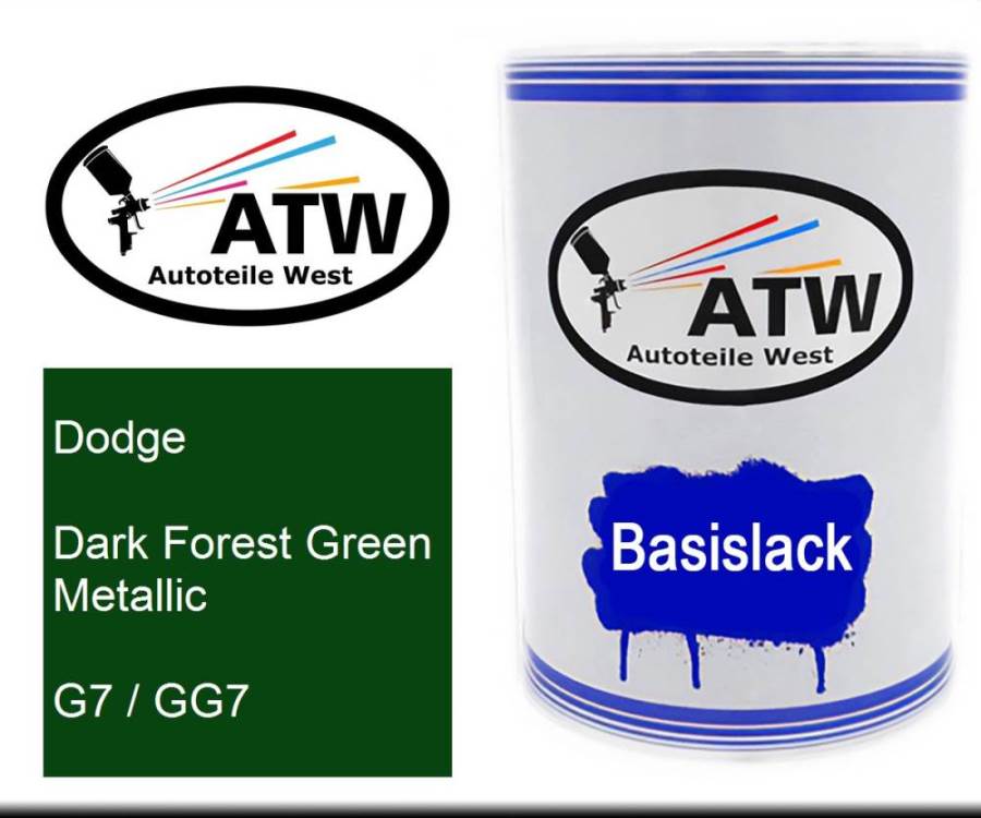Dodge, Dark Forest Green Metallic, G7 / GG7: 500ml Lackdose, von ATW Autoteile West.